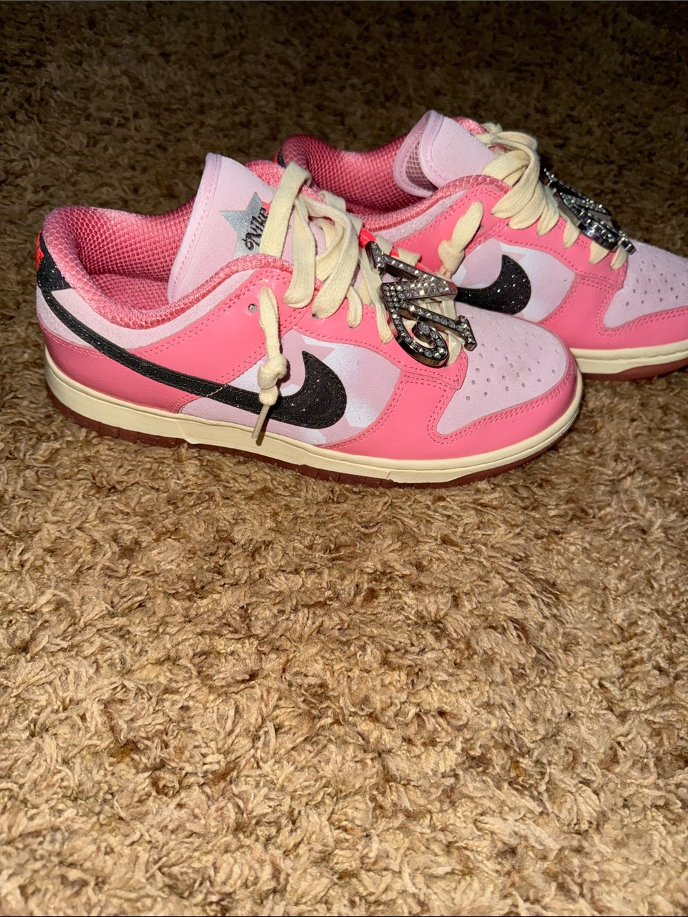 Nike Pink and Cream Nike Barbie dunks with Crystal 'N' Charms - Picture 2 of 3